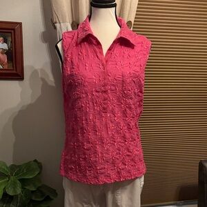Sleeveless Pink Textured floral Women's Top